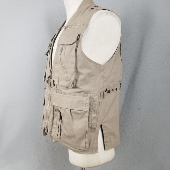 Humvee Vest Mens XS Khaki Safari Fishing Photo Travel Multi Pocket Utility - Picture 9 of 16